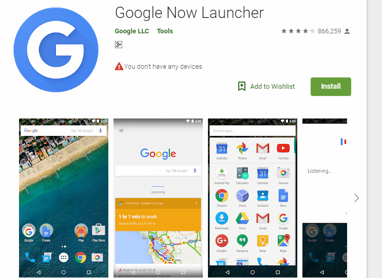 Google now launcher