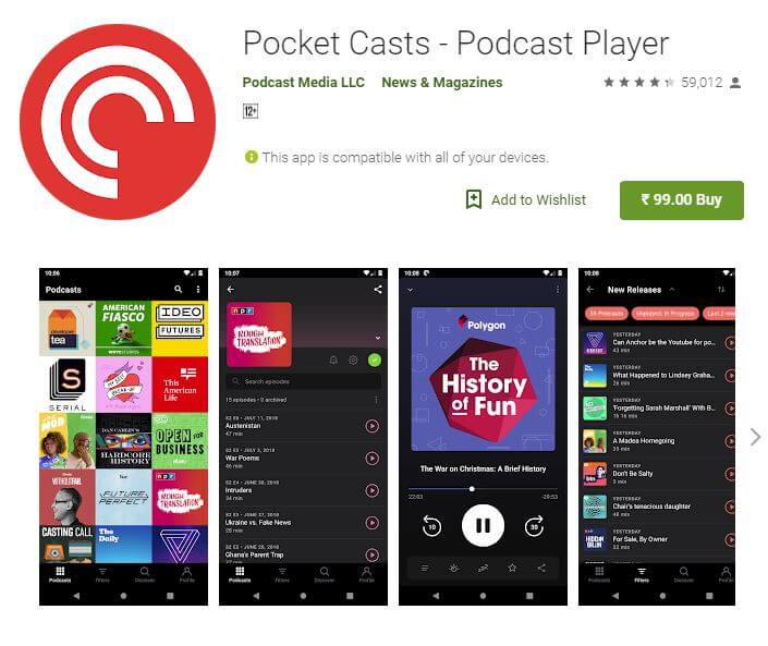 pocket casts web interface