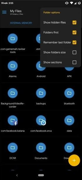 show hidden files option