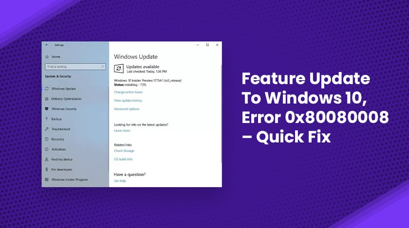 Feature Update To Windows 10, Error 0x80080008 - Quick Fix