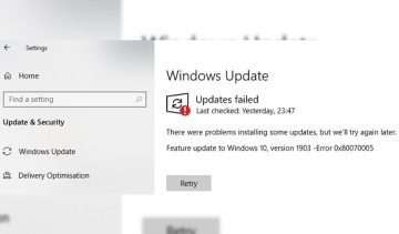 Feature Update To Windows 10, Version 1903 - Error 0x80070005