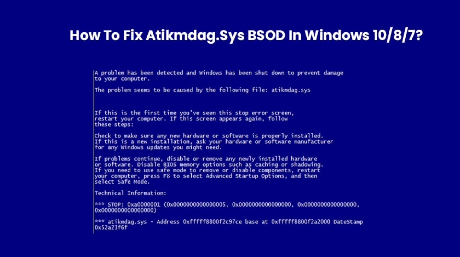 How To Fix Atikmdagsys Bsod In Windows 1087 5854