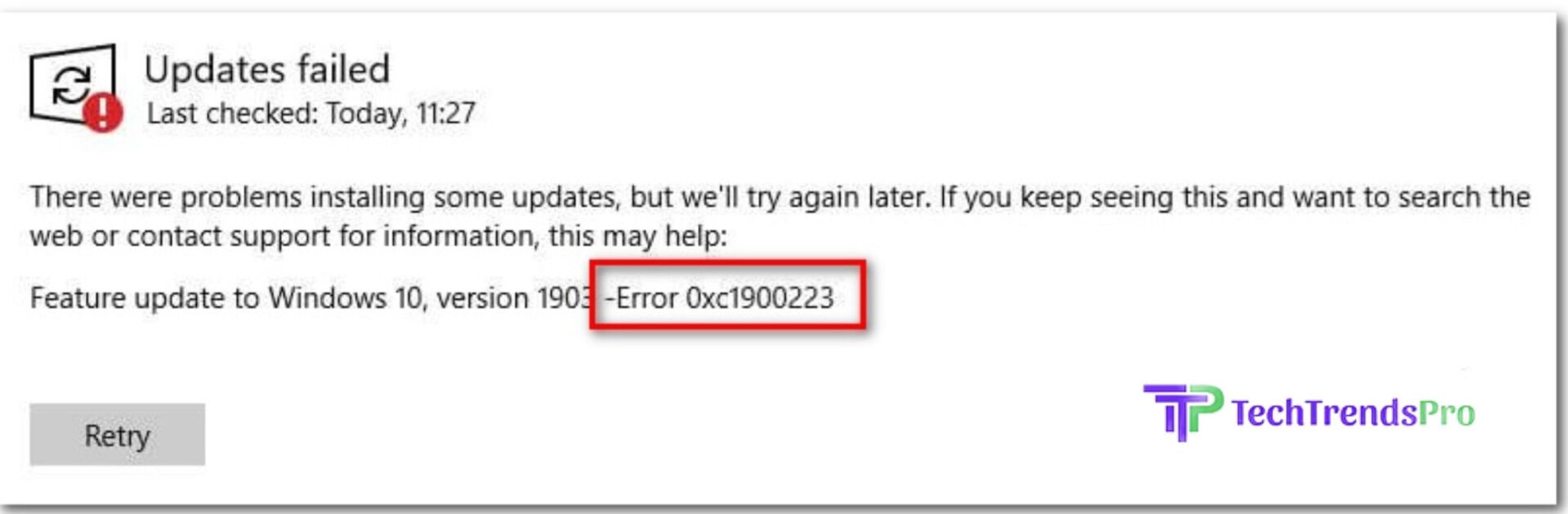 Windows Error 0xc1900223