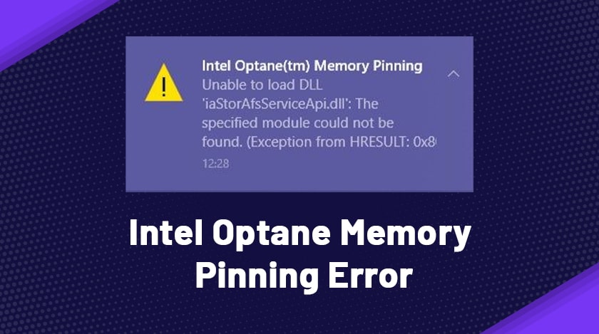 intel optane memory pinning error