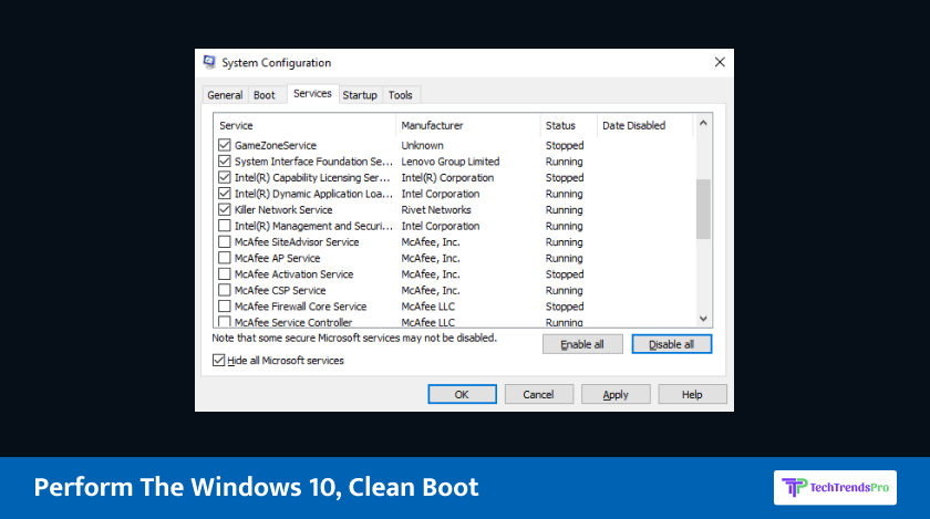 Perform The Windows 10, Clean Boot