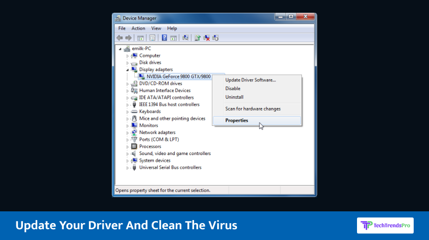 Update Your Driver And Clean The Virus