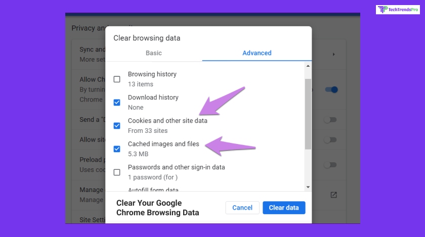 Clear Google Chrome Browsing Data